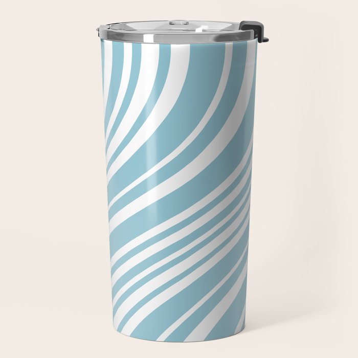 Wavy Stripes XXXV - Sky Blue Travel Mug Gallery Image 2