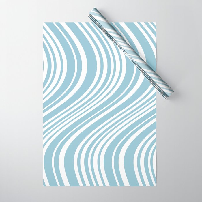 Wavy Stripes XXXV - Sky Blue Wrapping Paper Gallery Image 1