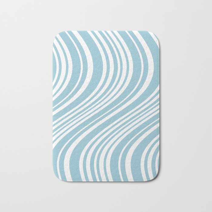 Wavy Stripes XXXV - Sky Blue Bath Mat Gallery Image 1