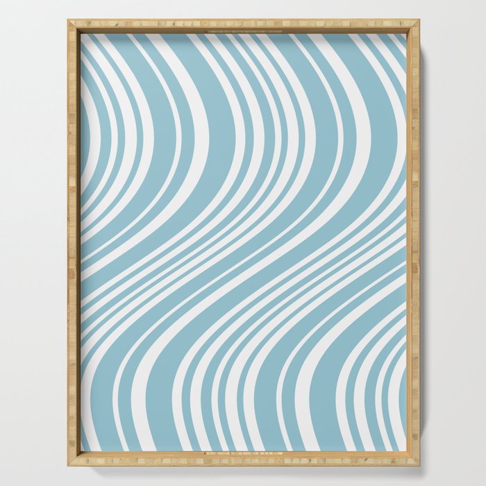 Wavy Stripes XXXV - Sky Blue Serving Tray Gallery Image 1