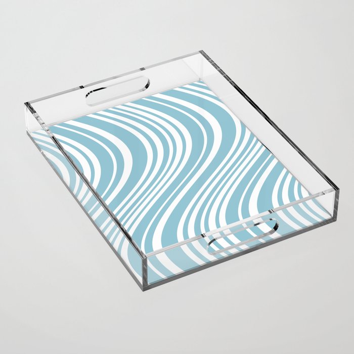 Wavy Stripes XXXV - Sky Blue Acrylic Tray Gallery Image 1
