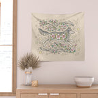 Wolf & Wild Apple Blossoms | Botanical Animal Art Wall Tapestry Gallery Image 2
