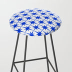 Mid Century Modern Atomic Age Starburst Stars Pattern Royal Blue and White Stool Gallery Image 2