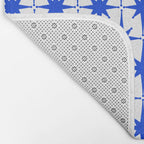 Mid Century Modern Atomic Age Starburst Stars Pattern Royal Blue and White Bath Mat Gallery Image 2