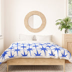 Mid Century Modern Atomic Age Starburst Stars Pattern Royal Blue and White Duvet Cover Gallery Image 3