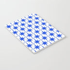Mid Century Modern Atomic Age Starburst Stars Pattern Royal Blue and White Notebook Gallery Image 3