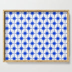 Mid Century Modern Atomic Age Starburst Stars Pattern Royal Blue and White Serving Tray Gallery Image 1