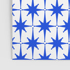 Mid Century Modern Atomic Age Starburst Stars Pattern Royal Blue and White Poster Gallery Image 3