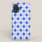 Mid Century Modern Atomic Age Starburst Stars Pattern Royal Blue and White iPhone Case Gallery Image 1