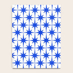 Mid Century Modern Atomic Age Starburst Stars Pattern Royal Blue and White Notebook Gallery Image 4