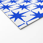 Mid Century Modern Atomic Age Starburst Stars Pattern Royal Blue and White Welcome Mat Gallery Image 2