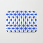 Mid Century Modern Atomic Age Starburst Stars Pattern Royal Blue and White Bath Mat Gallery Image 1
