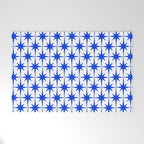 Mid Century Modern Atomic Age Starburst Stars Pattern Royal Blue and White Welcome Mat Gallery Image 1