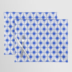Mid Century Modern Atomic Age Starburst Stars Pattern Royal Blue and White Placemat Gallery Image 1