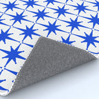 Mid Century Modern Atomic Age Starburst Stars Pattern Royal Blue and White Rug Gallery Image 4