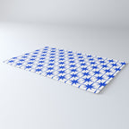 Mid Century Modern Atomic Age Starburst Stars Pattern Royal Blue and White Rug Gallery Image 3