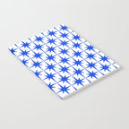 Mid Century Modern Atomic Age Starburst Stars Pattern Royal Blue and White Notebook Gallery Image 2