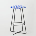Mid Century Modern Atomic Age Starburst Stars Pattern Royal Blue and White Stool Gallery Image 1