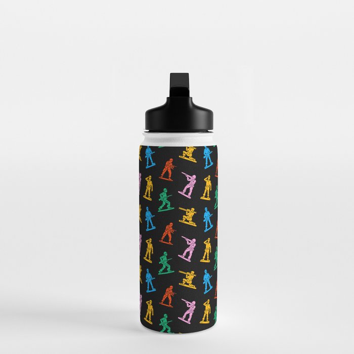 Colorful toy soldier doodle art pattern Water Bottle Gallery Image 3