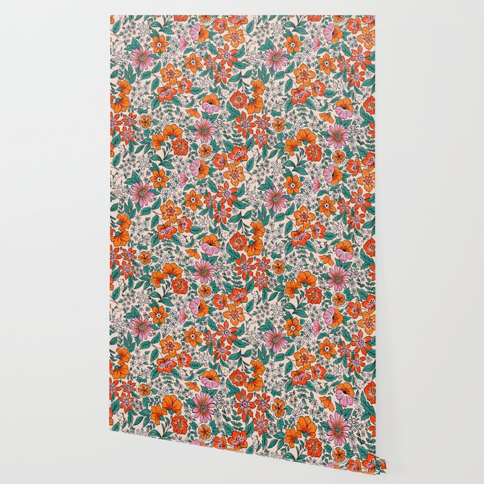 Posey - pink, orange, and teal Wallpaper Gallery Image 2