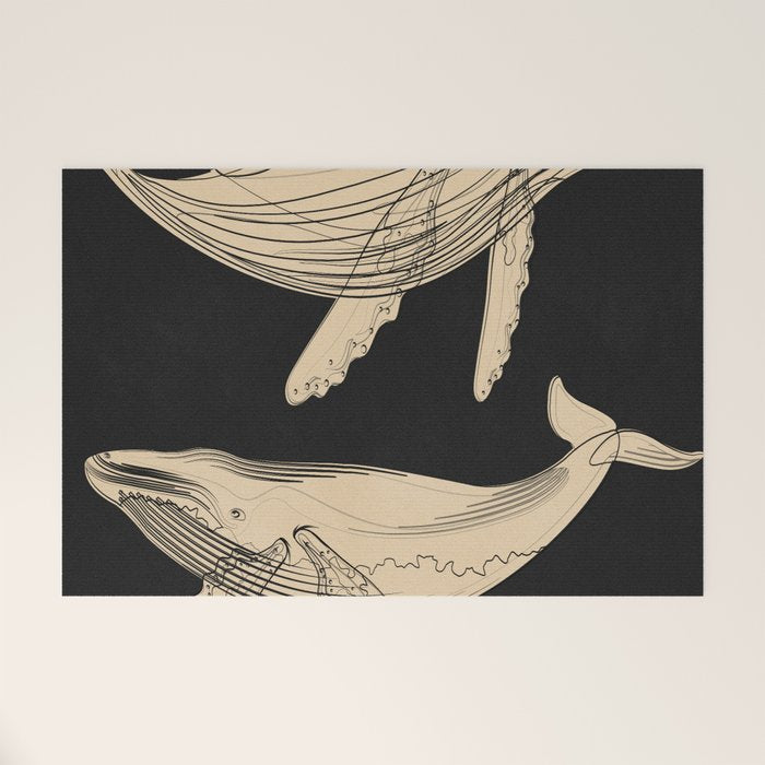 Modern Minimalist Abstract Whales 3 Welcome Mat Gallery Image 1