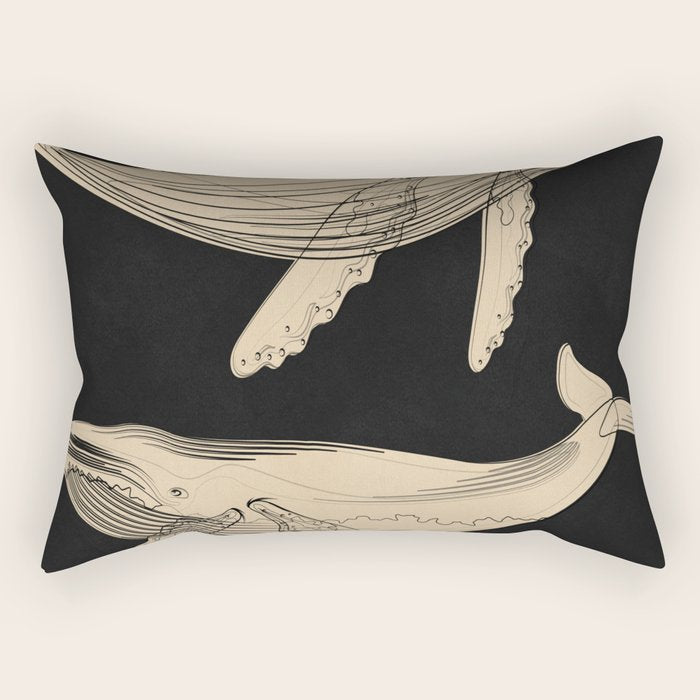 Modern Minimalist Abstract Whales 3 Rectangular Pillow Gallery Image 1