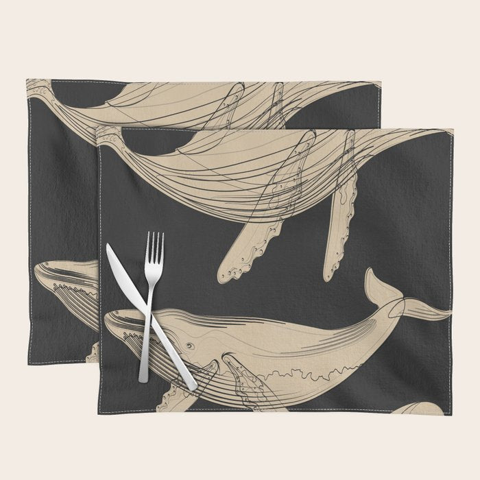 Modern Minimalist Abstract Whales 3 Placemat Gallery Image 1