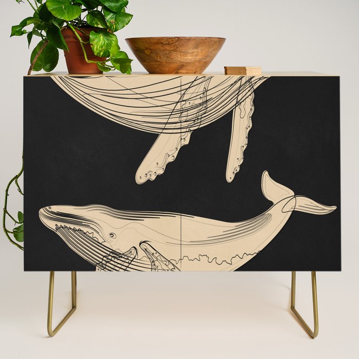 Modern Minimalist Abstract Whales 3 Credenza Gallery Image 1