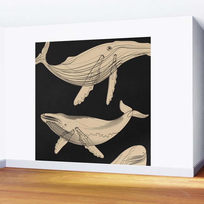 Modern Minimalist Abstract Whales 3 Wall Mural Gallery Image 2