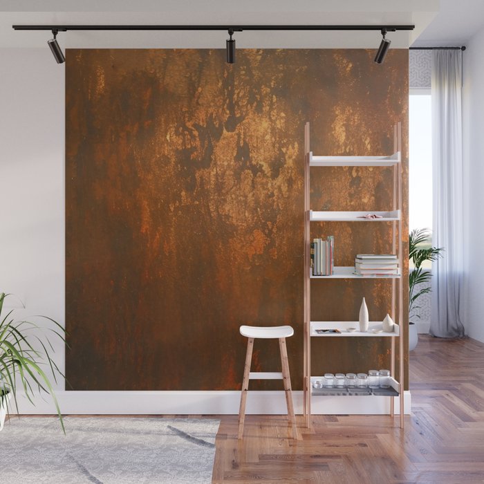 Earthy Rust Copper and Bronze Japandi Art Wall Mural Gallery Image 1