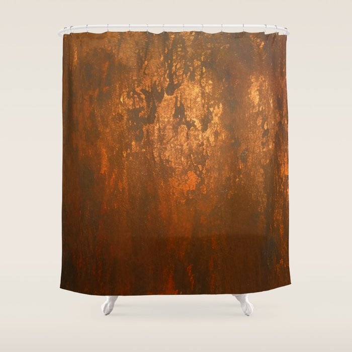 Earthy Rust Copper and Bronze Japandi Art Shower Curtain Gallery Image 1