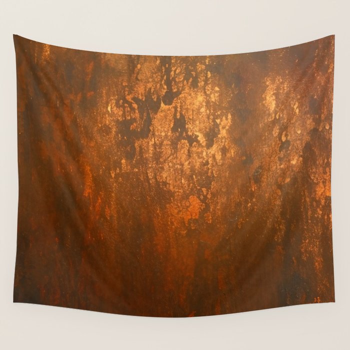 Earthy Rust Copper and Bronze Japandi Art Wall Tapestry Gallery Image 4