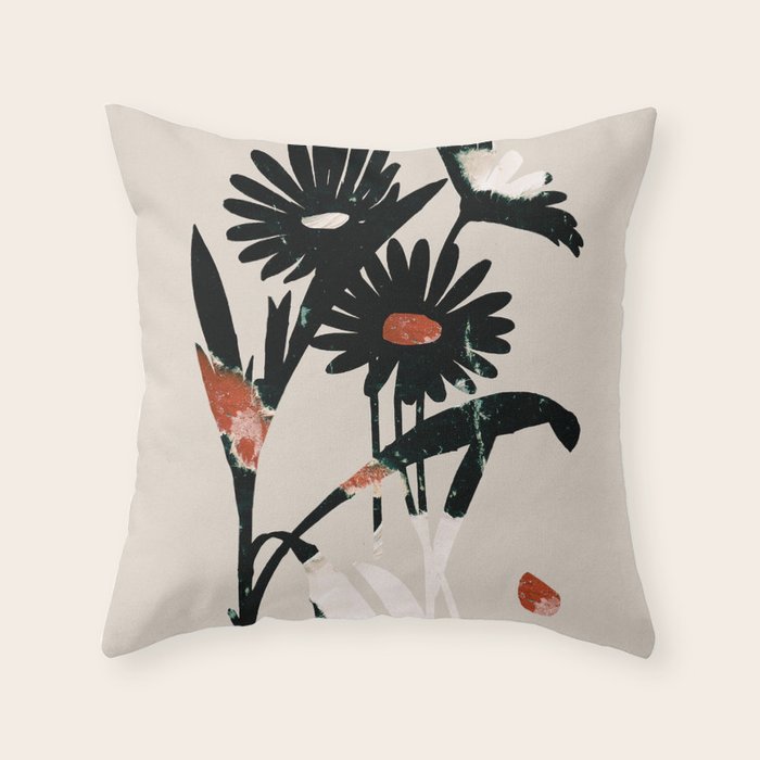 minimal collage/ Flowers 2 Throw Pillow Gallery Image 1