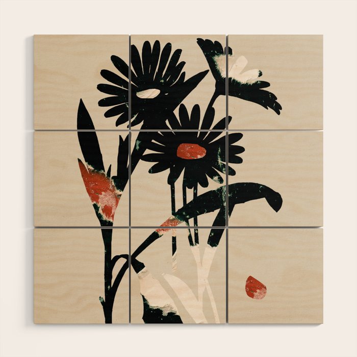 minimal collage/ Flowers 2 Wood Wall Art Gallery Image 1
