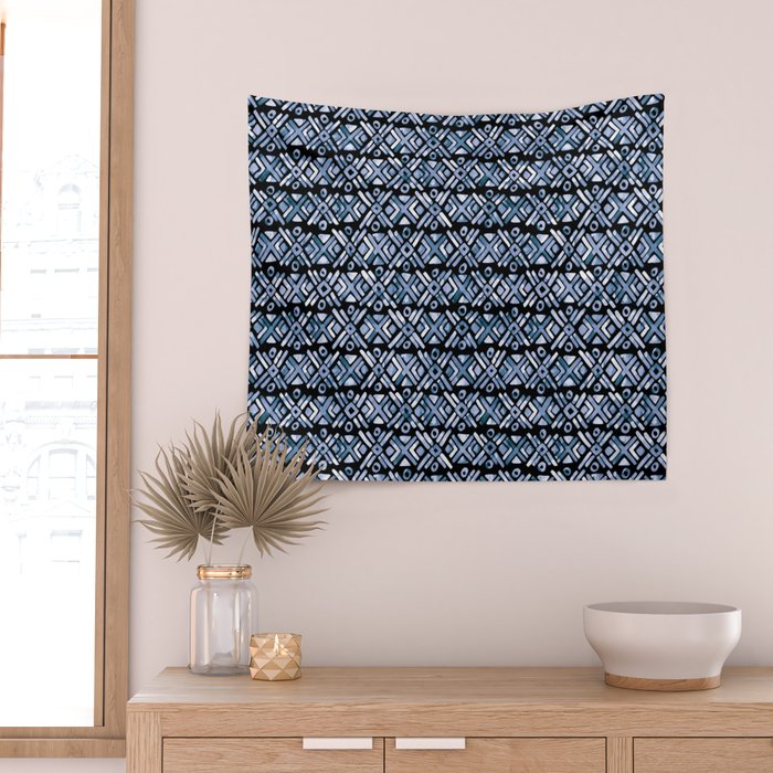 Sonoran Stripe - Indigo Wall Tapestry Gallery Image 2