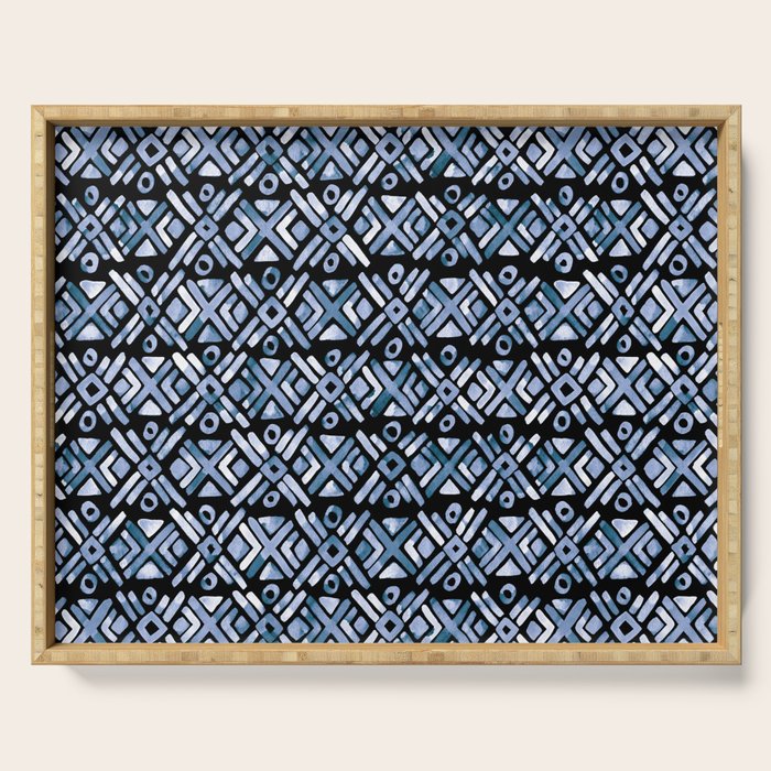 Sonoran Stripe - Indigo Serving Tray Gallery Image 1