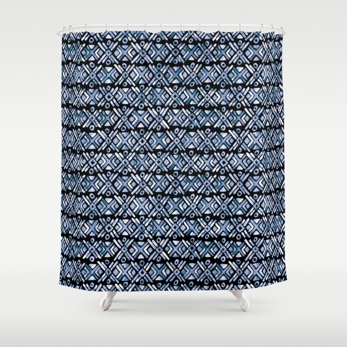 Sonoran Stripe - Indigo Shower Curtain Gallery Image 1