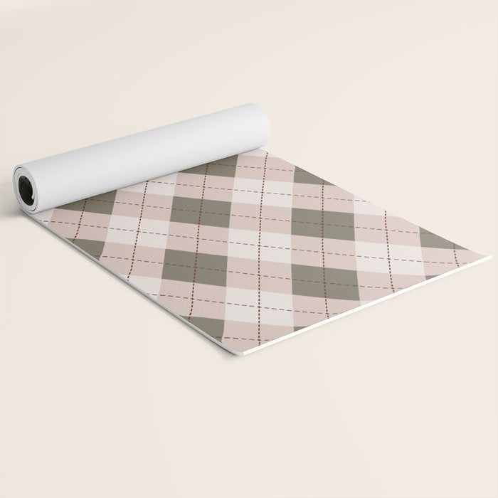 Classic Argyle Pattern Sage and Baby Pink Yoga Mat Gallery Image 2