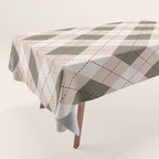 Classic Argyle Pattern Sage and Baby Pink Tablecloth Gallery Image 1