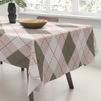 Classic Argyle Pattern Sage and Baby Pink Tablecloth Gallery Image 3