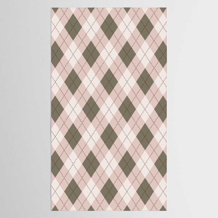 Classic Argyle Pattern Sage and Baby Pink Tablecloth Gallery Image 2