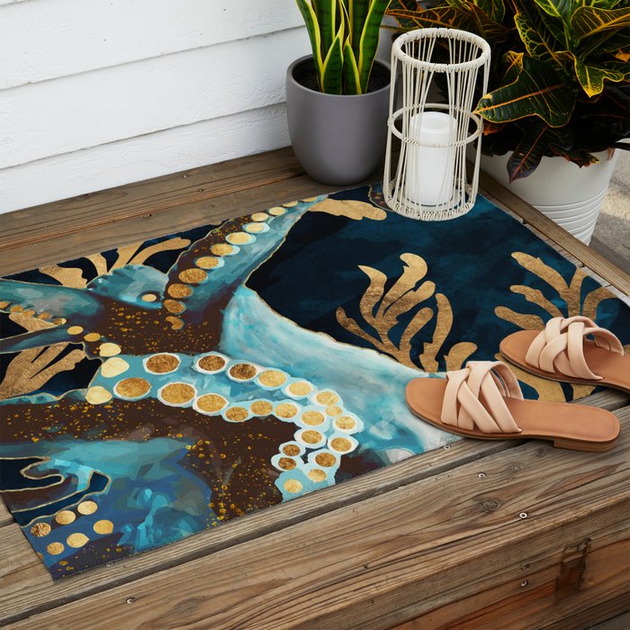 Indigo Octopus Outdoor Rug Gallery Image 2