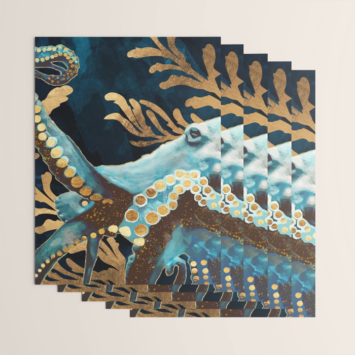 Indigo Octopus Wrapping Paper Gallery Image 3