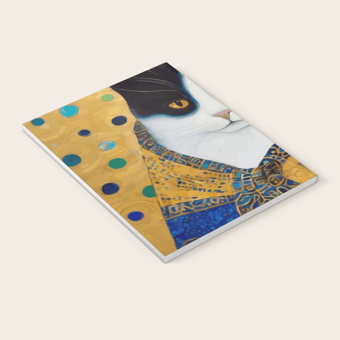 Klimt Tuxedo Cat with Golden Eyes Notebook Gallery Image 3