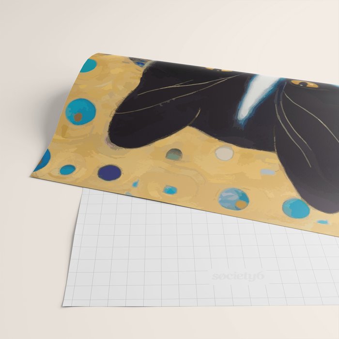 Klimt Tuxedo Cat with Golden Eyes Wrapping Paper Gallery Image 2