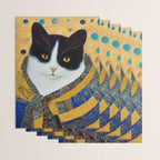 Klimt Tuxedo Cat with Golden Eyes Wrapping Paper Gallery Image 3