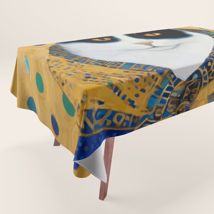 Klimt Tuxedo Cat with Golden Eyes Tablecloth Gallery Image 1