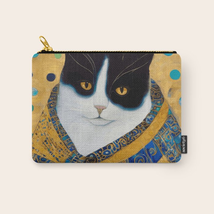 Klimt Tuxedo Cat with Golden Eyes Carry All Pouch Gallery Image 1