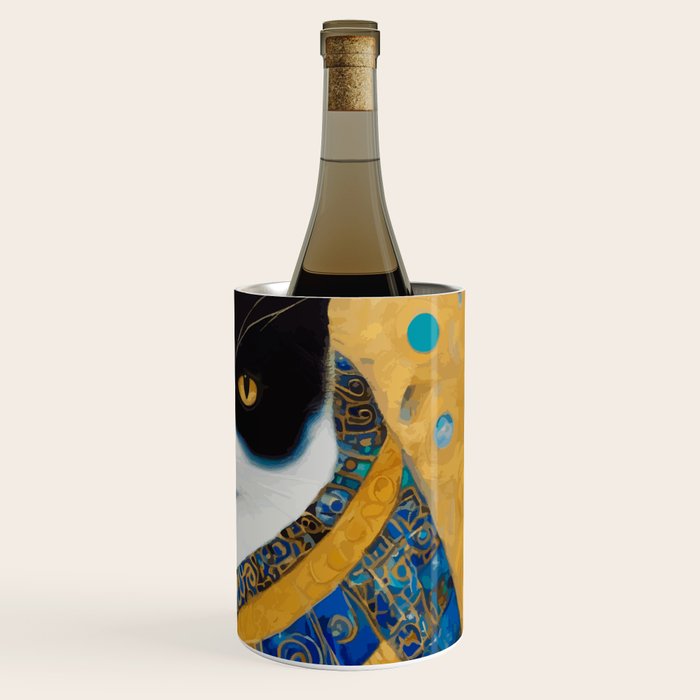 Klimt Tuxedo Cat with Golden Eyes Wine Chiller Gallery Image 3