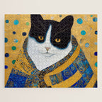 Klimt Tuxedo Cat with Golden Eyes Jigsaw Puzzle Gallery Image 1